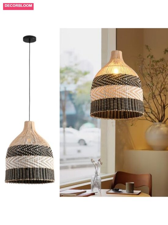 Other - Handwoven Rattan Pendant Light 11.8" Wicker Chandelier for Dining Room Kitchen